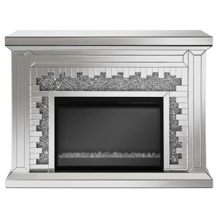 Gilmore - Mirrored Freestanding Electric Fireplace - Silver - JaxCo Furniture