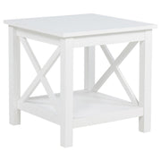 Skyview - Square Pine Wood Side End Table With Shelf - White - JaxCo Furniture