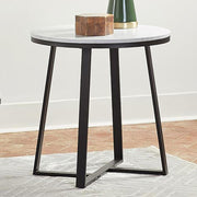 Hugo - Round Faux Marble End Table - White And Matte Black - JaxCo Furniture