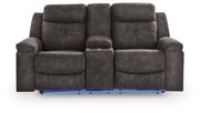 Brysonview - Double Reclining Loveseat With Console - Charcoal - JaxCo Furniture