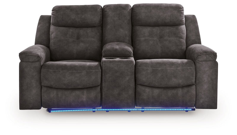 Brysonview - Double Reclining Loveseat With Console - Charcoal - JaxCo Furniture