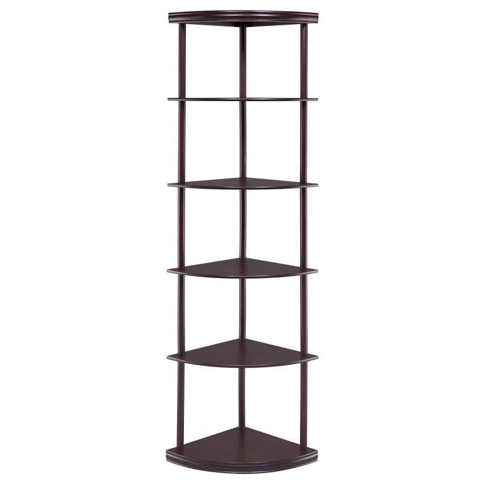 Bonwick - 5-Shelf Corner Bookshelf - Cappuccino - JaxCo Furniture