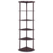 Bonwick - 5-Shelf Corner Bookshelf - Cappuccino - JaxCo Furniture