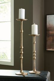Larwick - Antique Brass Finish - Candle Holder Set (Set of 2) - JaxCo Furniture