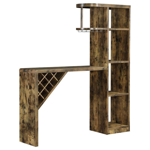 Belvedere - 5-Shelf Home Bar Table Wine Storage - Rustic Nutmeg - JaxCo Furniture