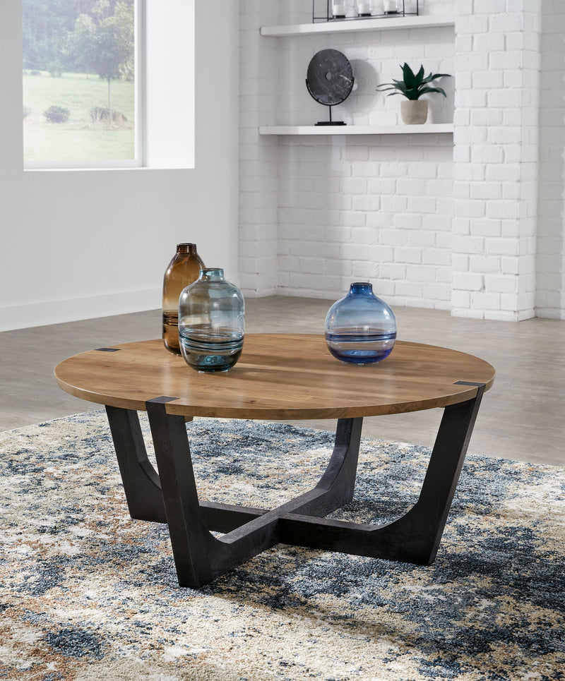 Hanneforth - Brown - Round Cocktail Table - JaxCo Furniture