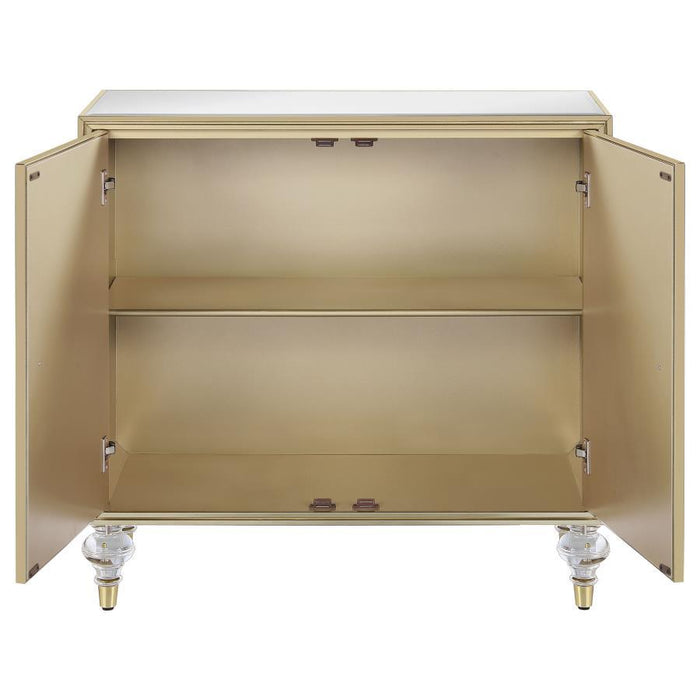 Astilbe - 2-Door Mirrored Accent Cabinet - Silver And Champagne - JaxCo Furniture