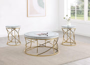 Elise - Round Mirror Top Coffee Table Set - JaxCo Furniture