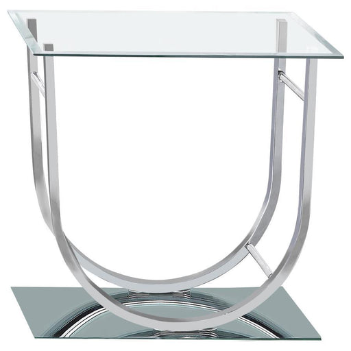 Danville - Square U-Shaped Glass Top Side End Table - Chrome - JaxCo Furniture