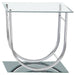 Danville - Square U-Shaped Glass Top Side End Table - Chrome - JaxCo Furniture