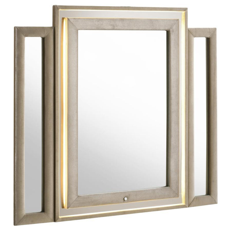 Lorient - LED Dresser Mirror - Ivory And Camel - JaxCo Furniture