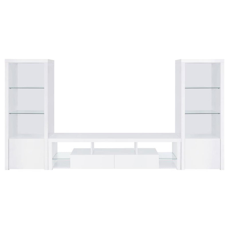 Jude - 3 Piece TV Entertainment Center - White High Gloss - JaxCo Furniture