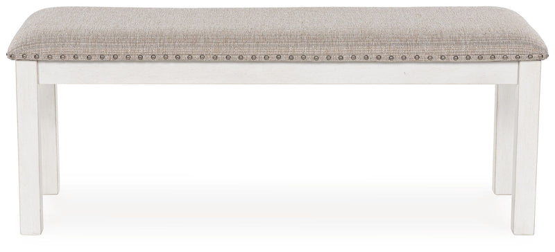 Robbinsdale - Antique White - Large Upholstered Dining Room Bench - JaxCo Furniture