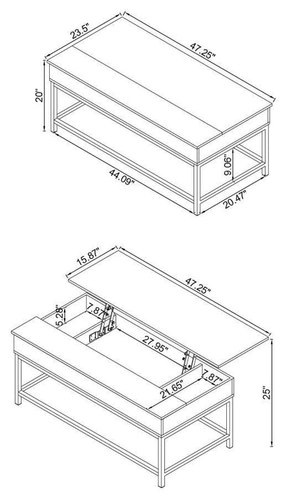 Byers - Engineered Wood Lift Top Coffee Table - Brown Oak - JaxCo Furniture