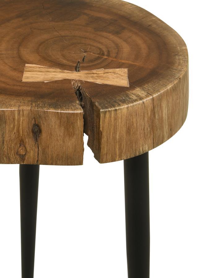 Keith - Round Solid Tree Trunk Side Table - Natural And Black - JaxCo Furniture