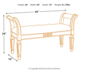 Realyn - Antique White - Accent Bench - JaxCo Furniture