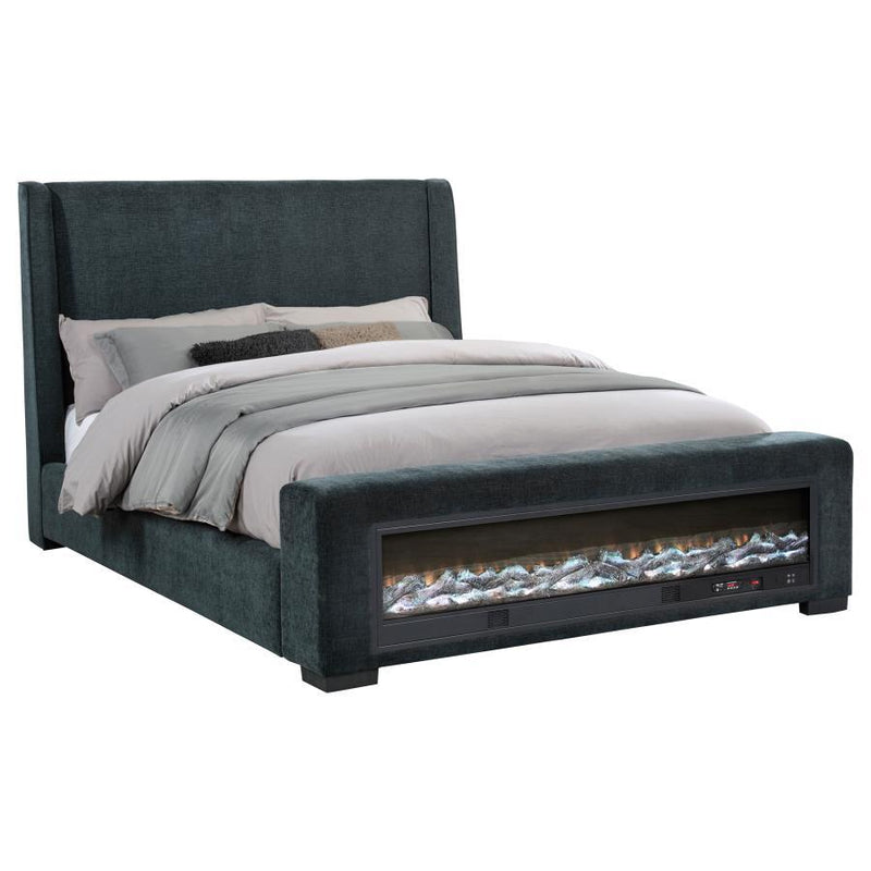 Preston - Upholstered Audio Flame Visualizer Bed - JaxCo Furniture