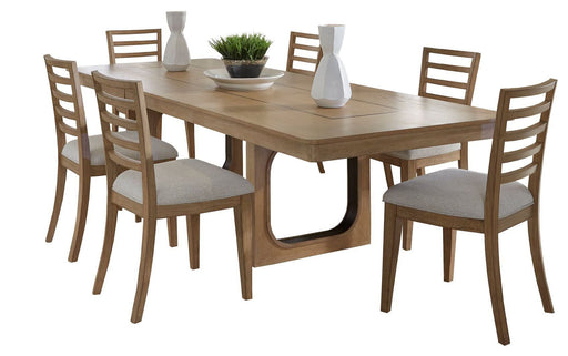 Escape - Dining Rectangular Table With 6 Ladderback Chairs - Glazed Natural Oak Black Metal Trim - JaxCo Furniture