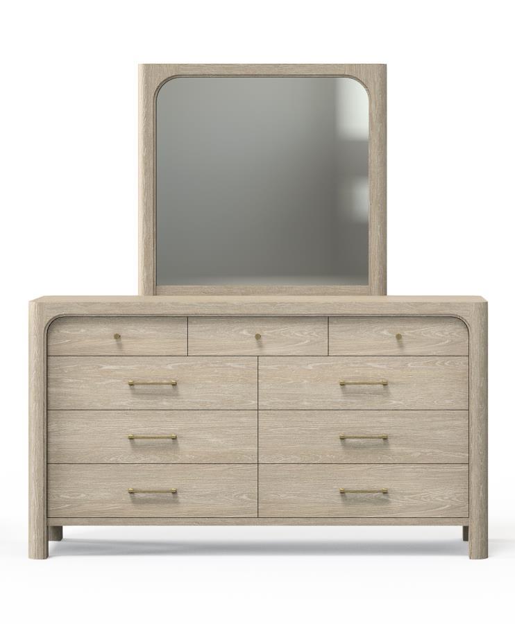 Solano - 9-Drawer Bedroom Dresser With Mirror - Weathered Mango - JaxCo Furniture
