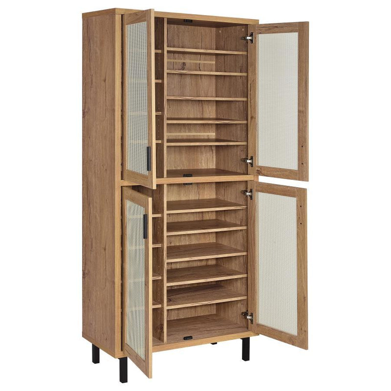 Teller - 4-Door Tall Shoe Storage Cabinet - Natural Oak - JaxCo Furniture