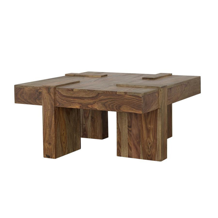 Samira - Square Solid Wood Coffee Table - Natural Sheesham - JaxCo Furniture