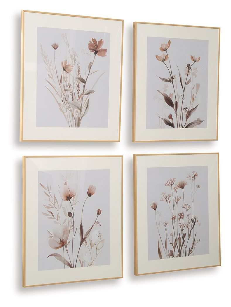 Chettings - Beige / Gray / Blush - Wall Art Set (Set of 4) - JaxCo Furniture