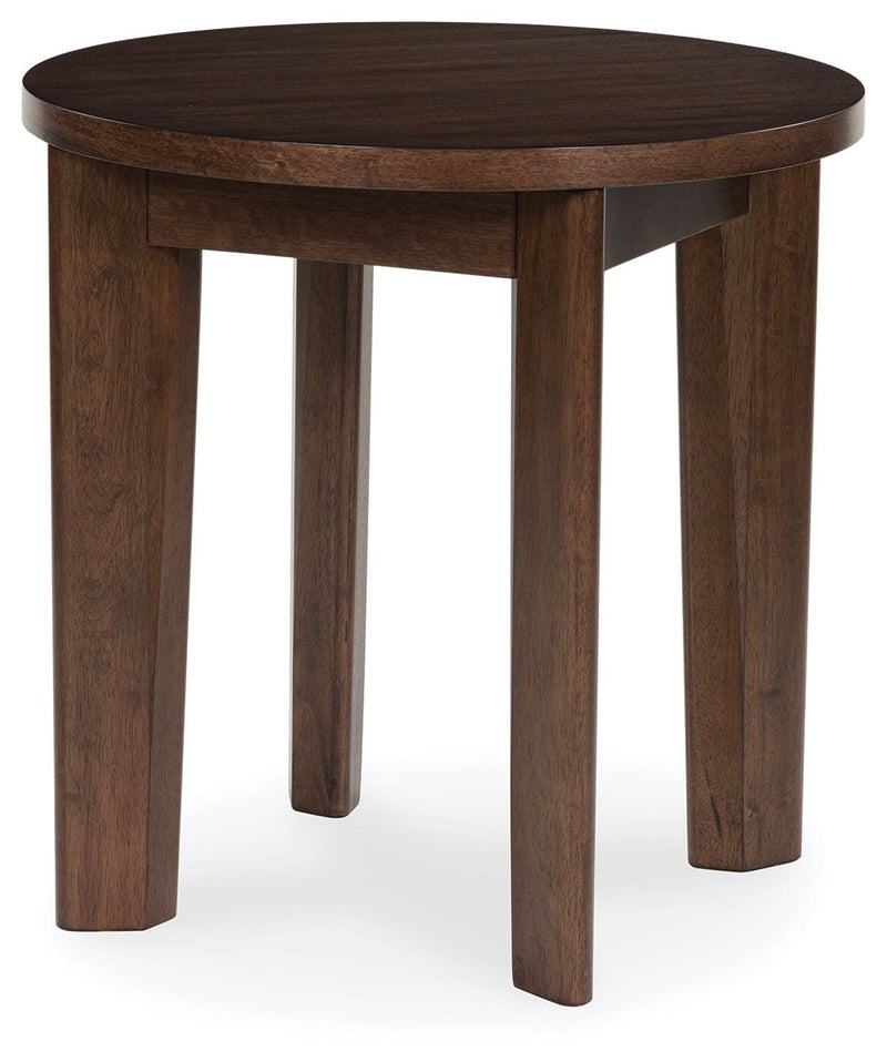 Korestone 2 - Dark Brown - Round End Table - JaxCo Furniture