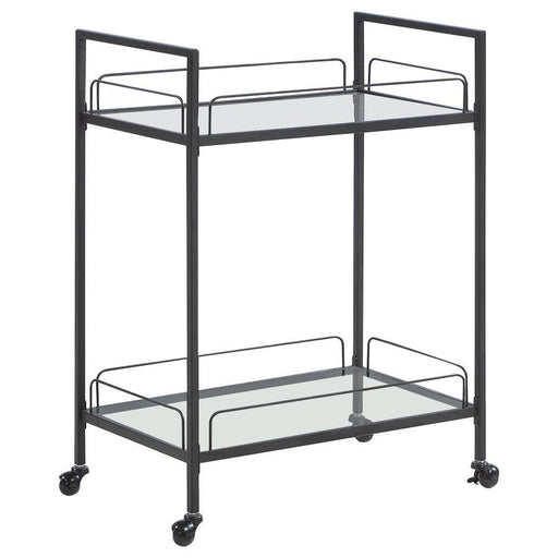 Curltis - 2-Tier Rectangular Glass Shelf Metal Bar Cart - Black - JaxCo Furniture