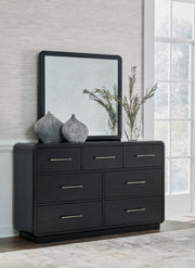 Rowanbeck - Black - Dresser And Mirror - JaxCo Furniture