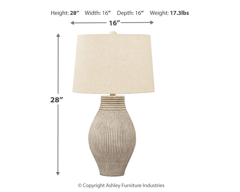 Layal - Beige - Paper Table Lamp - JaxCo Furniture