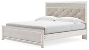 Altyra - White - King Panel Bed With Upholstered Headboard - JaxCo Furniture