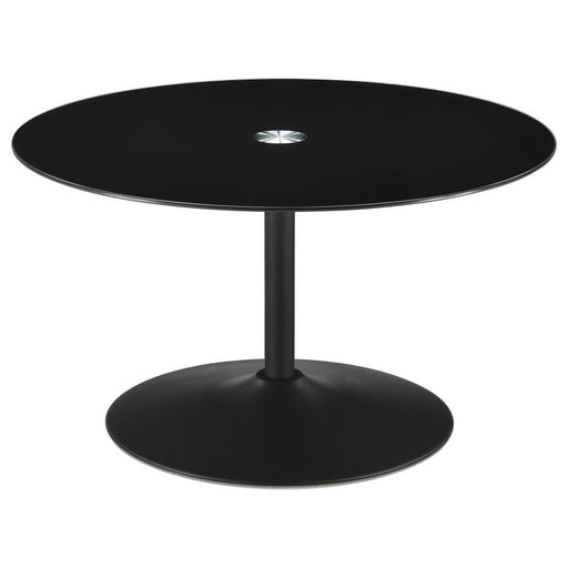 Ganso - Round Metal Coffee Table With Tempered Glass Top - JaxCo Furniture
