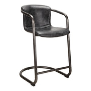 Freeman - Leather Counter Stool (Set of 2) - Onyx Black - JaxCo Furniture