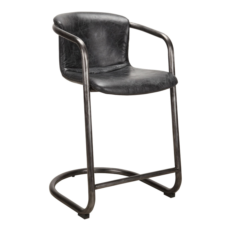 Freeman - Leather Counter Stool (Set of 2) - Onyx Black - JaxCo Furniture