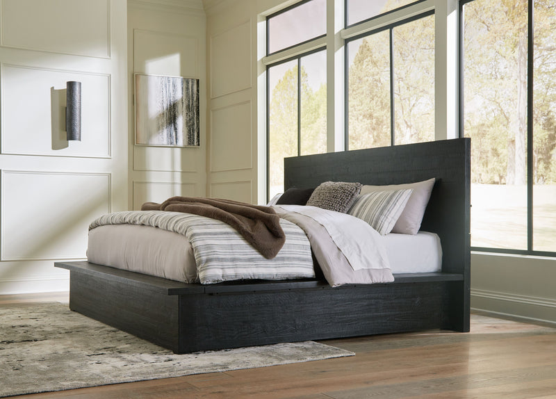 Londer - Black - King Panel Bed - JaxCo Furniture