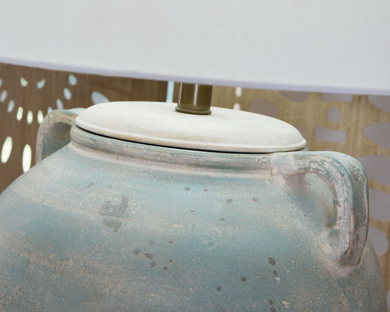 Shawburg - Antique Green - Terracotta Table Lamp - JaxCo Furniture