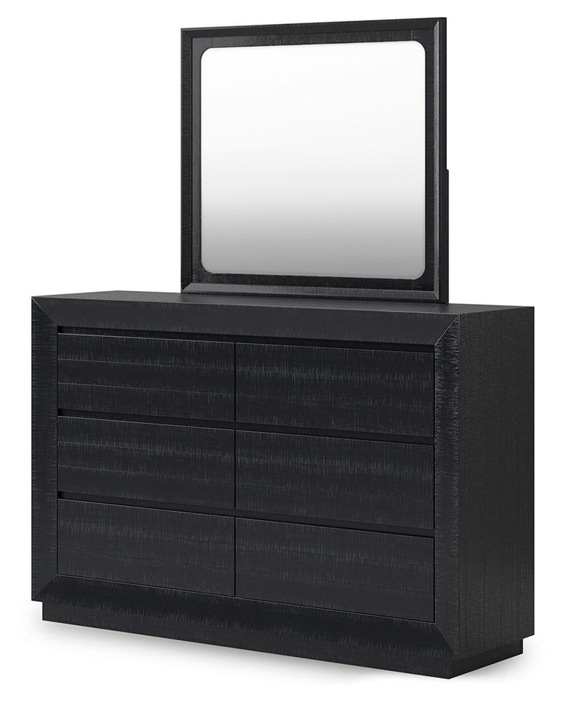 Londer - Black - Dresser And Mirror - JaxCo Furniture