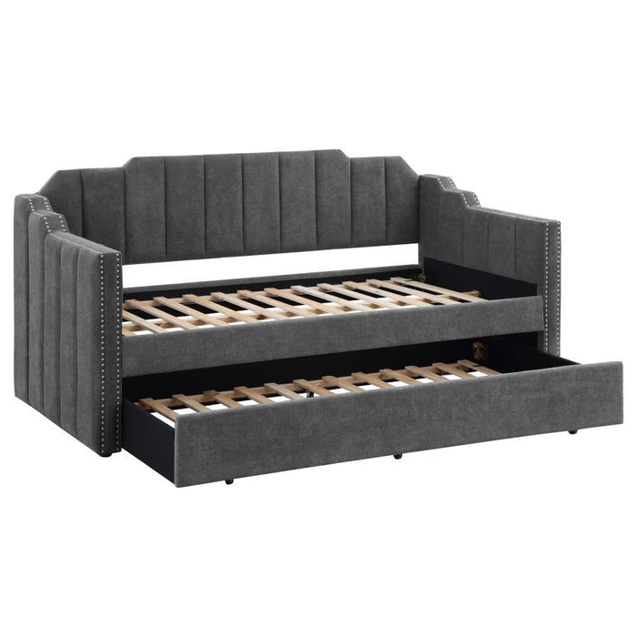 Kingston - Upholstered Twin Daybed With Trundle - Charcoal - JaxCo Furniture