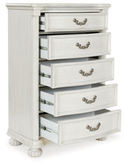 Montelaine - Antique White - Five Drawer Chest - JaxCo Furniture