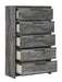 Baystorm - Gray - Five Drawer Chest - JaxCo Furniture