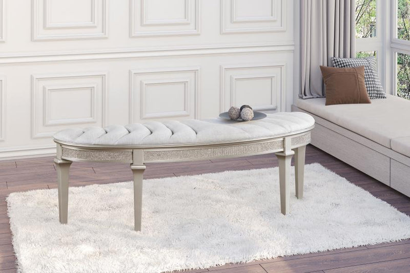 Evangeline - Curved Fabric Upholstered Bench - Silver Oak - JaxCo Furniture