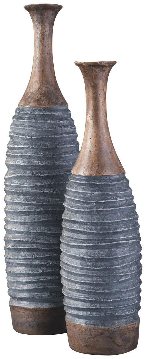 BLAYZE - Antique Gray / Brown - Vase Set (Set of 2) - JaxCo Furniture
