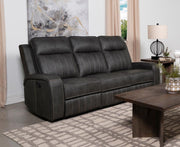 Raelynn - Upholstered Track Arm Motion Sofa - Gray - JaxCo Furniture