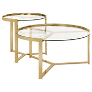 Delia - 2 Piece Round Glass Top Nesting Coffee Table - JaxCo Furniture