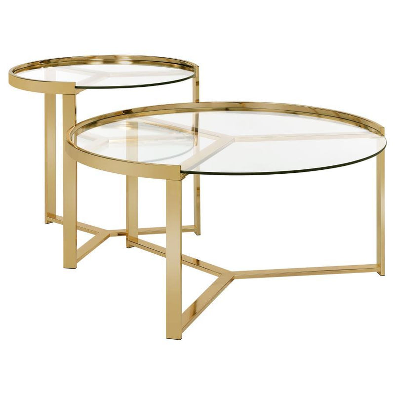 Delia - 2 Piece Round Glass Top Nesting Coffee Table - JaxCo Furniture