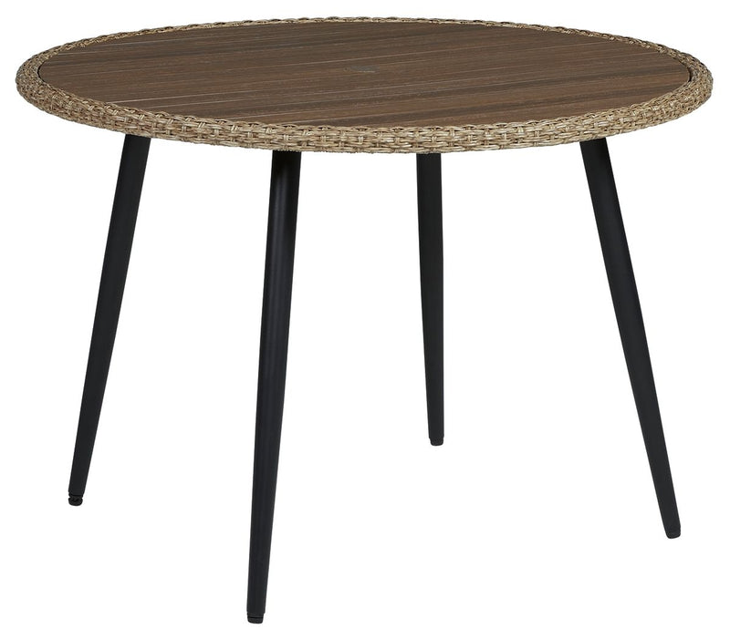 Amaris - Brown / Black - Round Dining Table - JaxCo Furniture