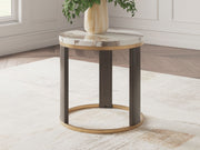 Jazmore - Round End Table - Brown / Brass Finish - JaxCo Furniture