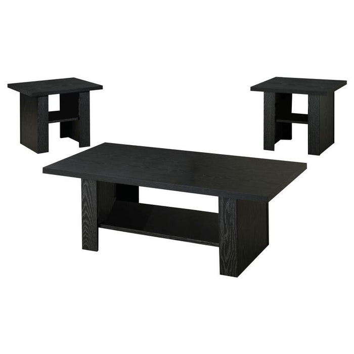 Rodez - 3 Piece Engineered Wood Coffee Table Set - Black Oak - JaxCo Furniture