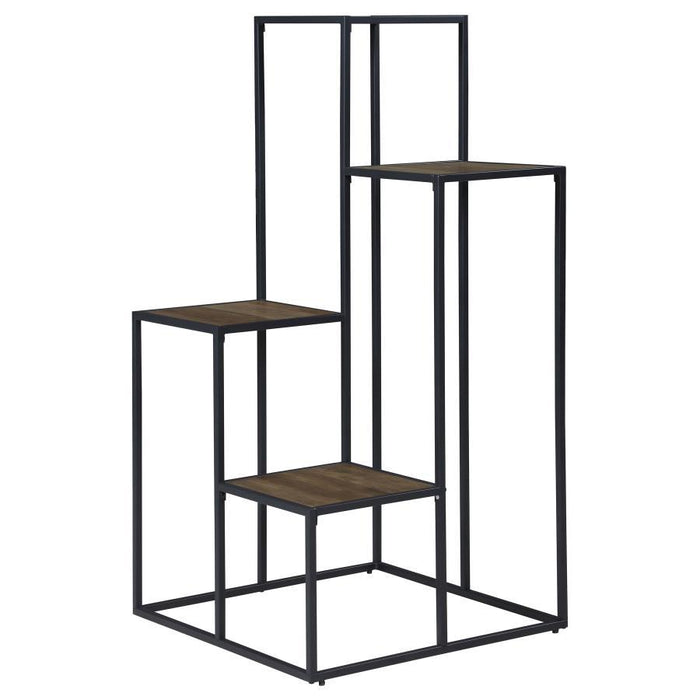 Rito - 4-Tier Multi-Display Shelf - Rustic Brown And Black - JaxCo Furniture