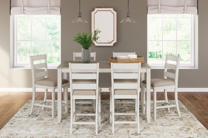 Skempton - White / Light Brown - Counter Height Dining Table and Bar Stools (Set of 7) - JaxCo Furniture